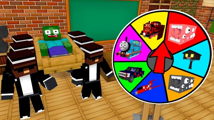 LUCKY WHEEL WITH TRAIN SCHOOL BUS EATER BOSS CHOO CHOO CHARLES - Minecraft Animation