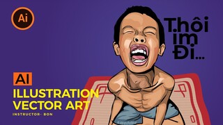 Illustration vector art - vẽ hình minh họa mày nhìn cái cho gì , hài hước | BonART