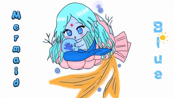 Mermaid warna biru imut kayak kamuu