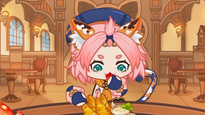 [Genshin Impact Mukbang] The kitten only eats kitten food.