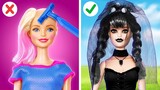 PERANG GAYA RAMBUT💇‍♀️: Wednesday Addams vs Enid || Makeover Ekstrem & Kerajinan Mini oleh 123 GO!
