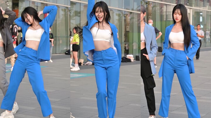 Active female group members' road show cover dance straight shot [Easy]