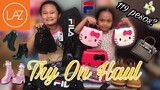 LAZADA HAUL MURANG SLING BAG/ BELT BAG AT BOOTS (Try On Haul) Philippines 2019 Hello Kitty Bags/FILA