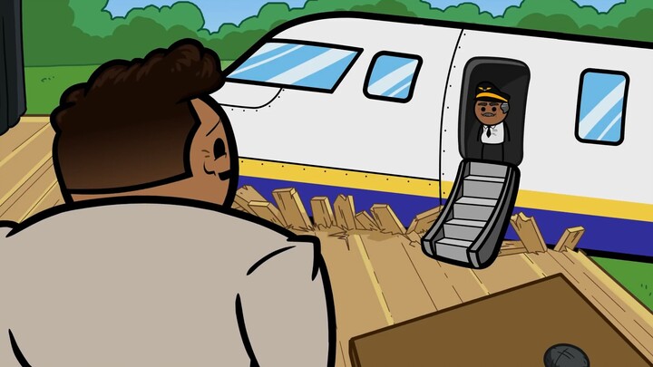 "Cyanide Joy Show" black humor brain hole animation - Airplane Dad and Legendary Son
