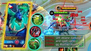 THAMUZ USERS TRY THIS NEW BUILD FOR INSANE DAMAGE AND SPELL VAMP | THAMUZ UNKILLABLE BUILD - MLBB