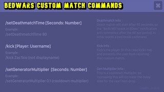Custom Match Commands Roblox BedWars