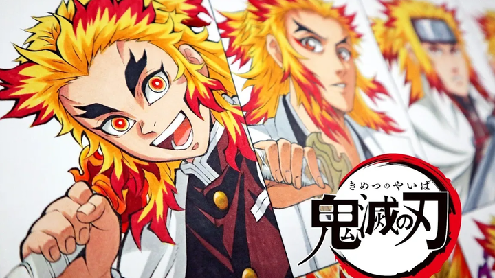 Rengoku kyojuro in different anime styles | Kimetsu no yaiba / Demon slayer | Anime Drawing