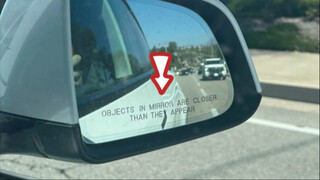 How do you understand the American car rearview mirror line in English? It was actually used by fore