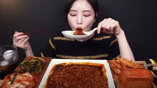 [Mukbang TV] - Mì tương đen cay, thịt hộp nguyên miếng, cơm nắm thịt hộp| ASRM