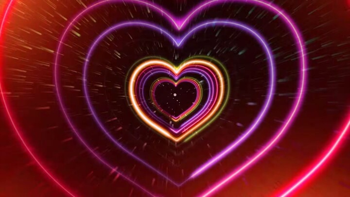 4K Abstract Neon Lights Hearts Tunnel VJ Motion Background -- Free VJ Loops -- 4