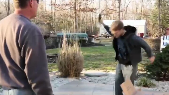 Dad smashed his son's YouTube 100,000 follower medal, and this time the son smashed all his dad's tr