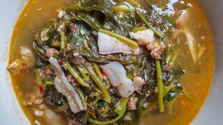 แกงผักปลังใส่จิ้นส้ม ใบกระเจี๊ยบ Ceylon Spinach Curry | Thai Food | Thai Recipe - Mai's kitchen