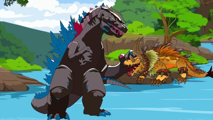 Bloodthirsty Godzilla Episode 1, reborn as Godzilla, successfully devouring the powerful snake pytho
