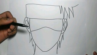 menggambar Kakashi karakter dari toko Naruto