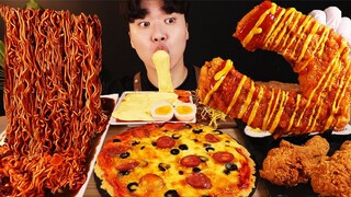 ASMR MUKBANG 편의점 핵불닭 짜파게티 & 떡볶이 & 핫도그 & 치즈 피자 FIRE Noodle & HOT DOG & CHEESE PIZZA EATING SOUND!