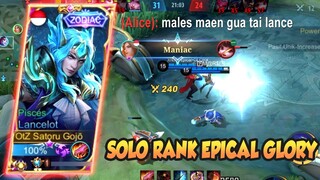 MANIAC !!! SOLO RANK LANCELOT DI EPICAL GLORY HAHAHA - LANCELOT FASTHAND GAMEPLAY #332