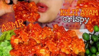 ASMR KULIT AYAM CRISPY GEPREK || SUPER PEDAS || LALAPAN MENTAH ||ASMR INDONESIA