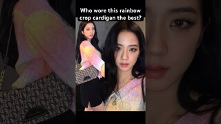 Who wore this rainbow cardigan the best? #blackpink #itzy #nmixx #redvelvet #jisoo