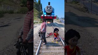 GTA V: FRANKLIN SAVING SHIVA FROM THOMAS THE TRAIN #shorts #trains