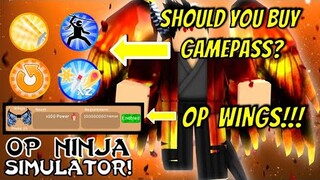 OP NINJA SIM UPDATE...WHAT GAMEPASS SHOULD YOU BUY? I HAVE BEST REALM AND  WINGS IN GAME!