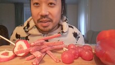 ASMR __RED FOOD__ LOLLIPOP, RED VINE, RED BELL PEPPER🫑