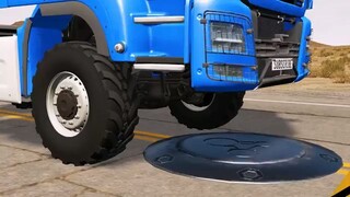 Flatbed Truck Mcqueen  _ Transportation with Truck - Pothole vs Car _446 - BeamN