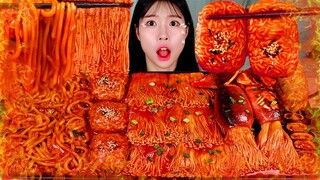 ASMR MUKBANG| 직접 만든 불닭 버섯 불닭쌈 먹방 & 레시피 FRIED CHICKEN AND FIRE NOODLES EATING