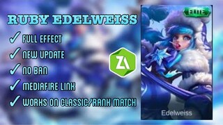 NEW RUBY EDELWEISS ELITE SCRIPT SKIN | FULL EFFECT + RECALL | MOBILE LEGENDS