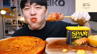Mukbang mì Hàn Quốc và xúc xích phô mai phần 5 #anngon