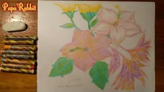 Flowers drawing using oil pastel