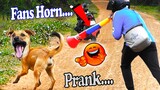Fans Horn and Tiger Fake Prank VS Dogs Funny Funny prank