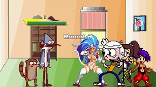 AN Mugen Request #1888: Mordecai, Rigby, Shantae VS Lincoln Loud, Luan Loud, Felicia
