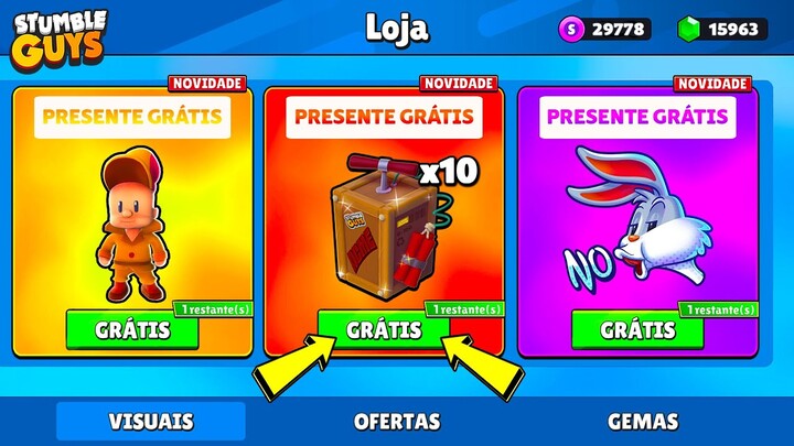 SKIN GRÁTIS! NOVA SKIN E EMOTE DO LOONEY TUNES DE GRAÇA NO STUMBLE GUYS [resgate agora] 😱