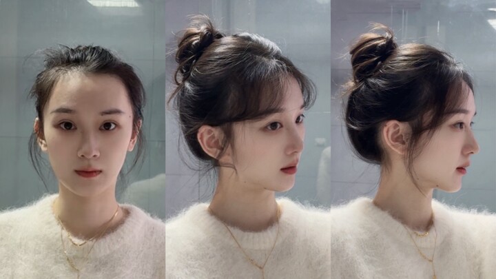 Rambut sedikit, puncak kepala rendah, garis rambut menonjol—bagaimana cara mengikat sanggul mengemba