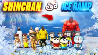 Ice Ramp🧊Challenge With Shinchan & Doraemon🤣full fun #tristar18
