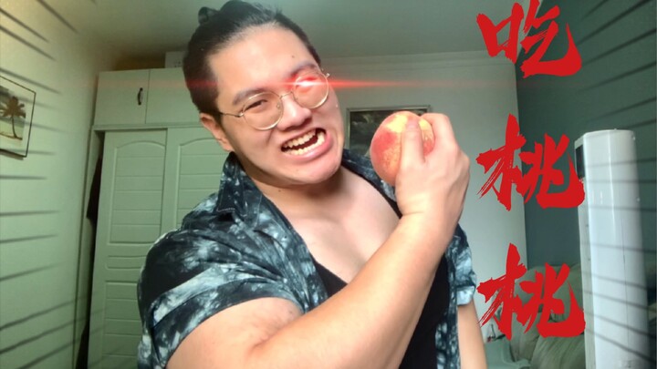 Makan buah persik versi macho!