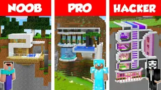 Minecraft NOOB vs PRO vs HACKER: MODERN MOUNTAIN HOUSE BUILD CHALLENGE in Minecraft 2 / Animation