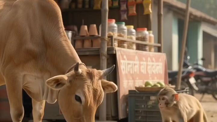 🐒 बंदर और गाय की मजेदार कहानी 😂🐄