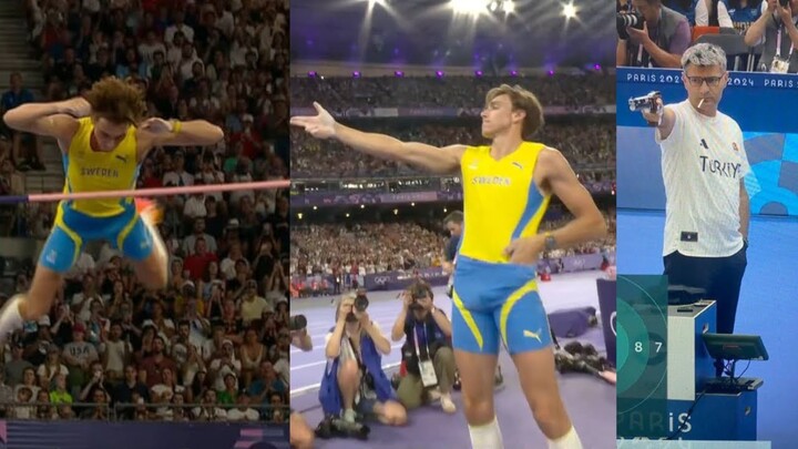 Armand Duplantis set new Olympics World in Pole Vault 6.25m Paris 2024 & Celebrates like Yusuf Dikeç