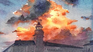 [Original Speed Watercolor Tutorial] Evening Clouds