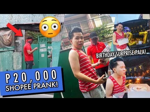 SHOPEE PRANK WORTH P20,000! (BIRTHDAY SURPRISE PALA!! 🎂🤣 INAWAY KO PA YUNG DELIVERY MAN!!)