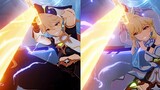 Aether & Lumine Fighting with Scaramouche Archon side-by side - Genshin Impact