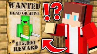 Mikey became a WANTED In Minecraft JJ and Mikey challenge (Maizen Mizen Mazien)