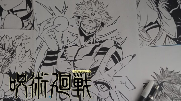 Ryomen Sukuna - Jujutsu Kaisen || Black and White Art (SPEED DRAWING)