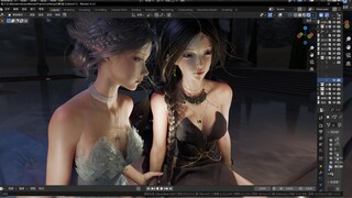 【blender】萌新爆肝一个月，还原wlop的画。我以为他不弄这张，自己就弄了（哭笑）