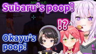 Subaru and Okayu are in Tete relationship on the Ark in which they pick up each other's poop