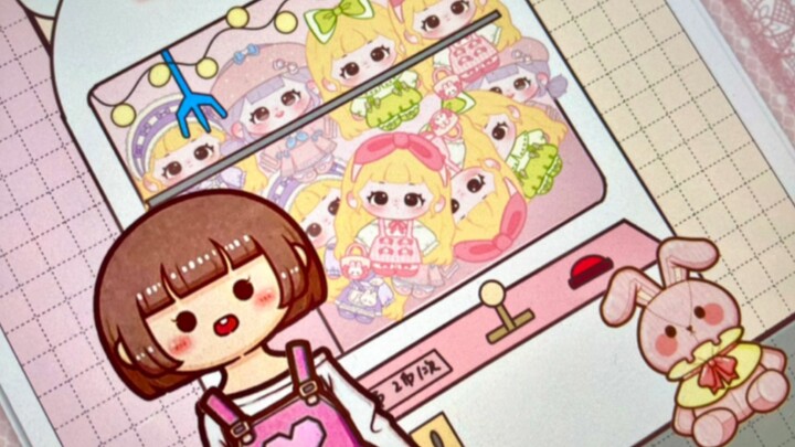 Hand-painted pocketbook｜"Little Mochi Catch Dolls"｜Where is the baby who likes to catch dolls?