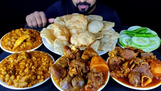 SOFT LUCHI, DESI STYLE MUTTON CURRY, DAL MUTTON, CHILI, CUCUMBER MUKBANG ASMR| BIG BITE| #LiveToEATT