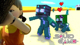 Monster School : SQUID GAME RED LIGHT GREEN LIGHT CHALLENGE - Minecraft Animation