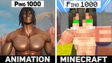 Eren Titan on 1000 PING- Animation VS Minecraft - THE RUMBLING